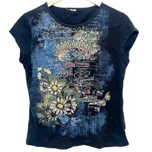 Vintage Susan Lawrence Margaritas Studded Sparkle Graphic Baby Tee Large